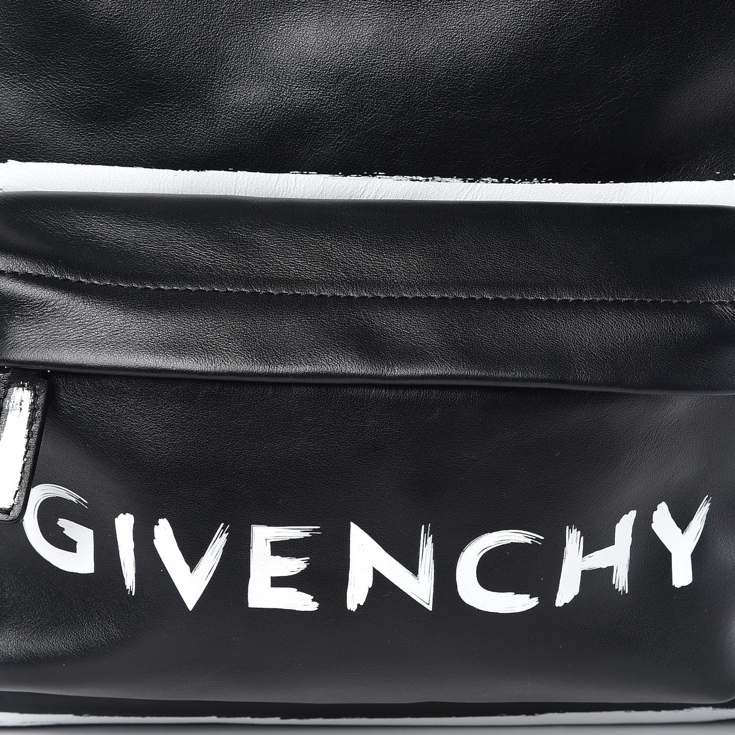 Smooth Calfskin Graffiti Paint Logo Backpack Black