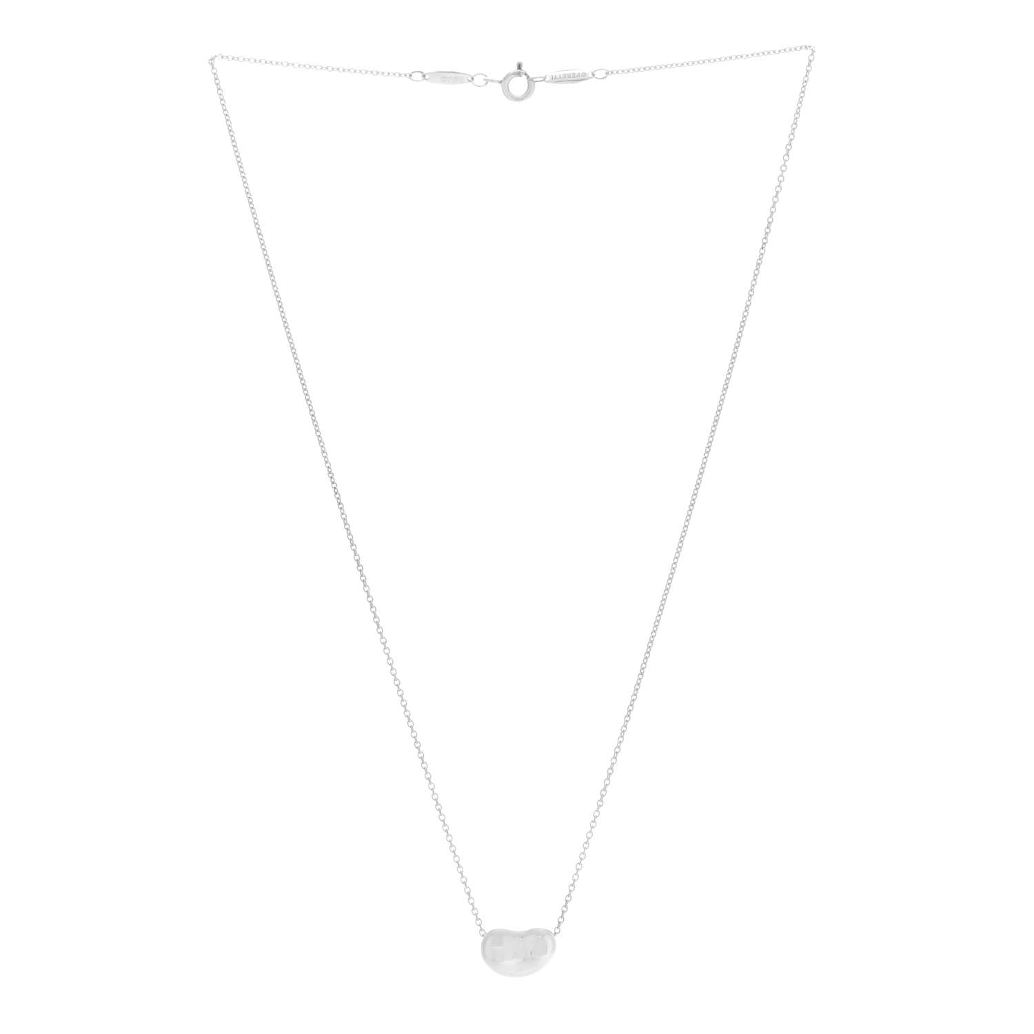 Tiffany Sterling Silver 12mm Elsa Peretti Bean Pendant Necklace 3 of 6