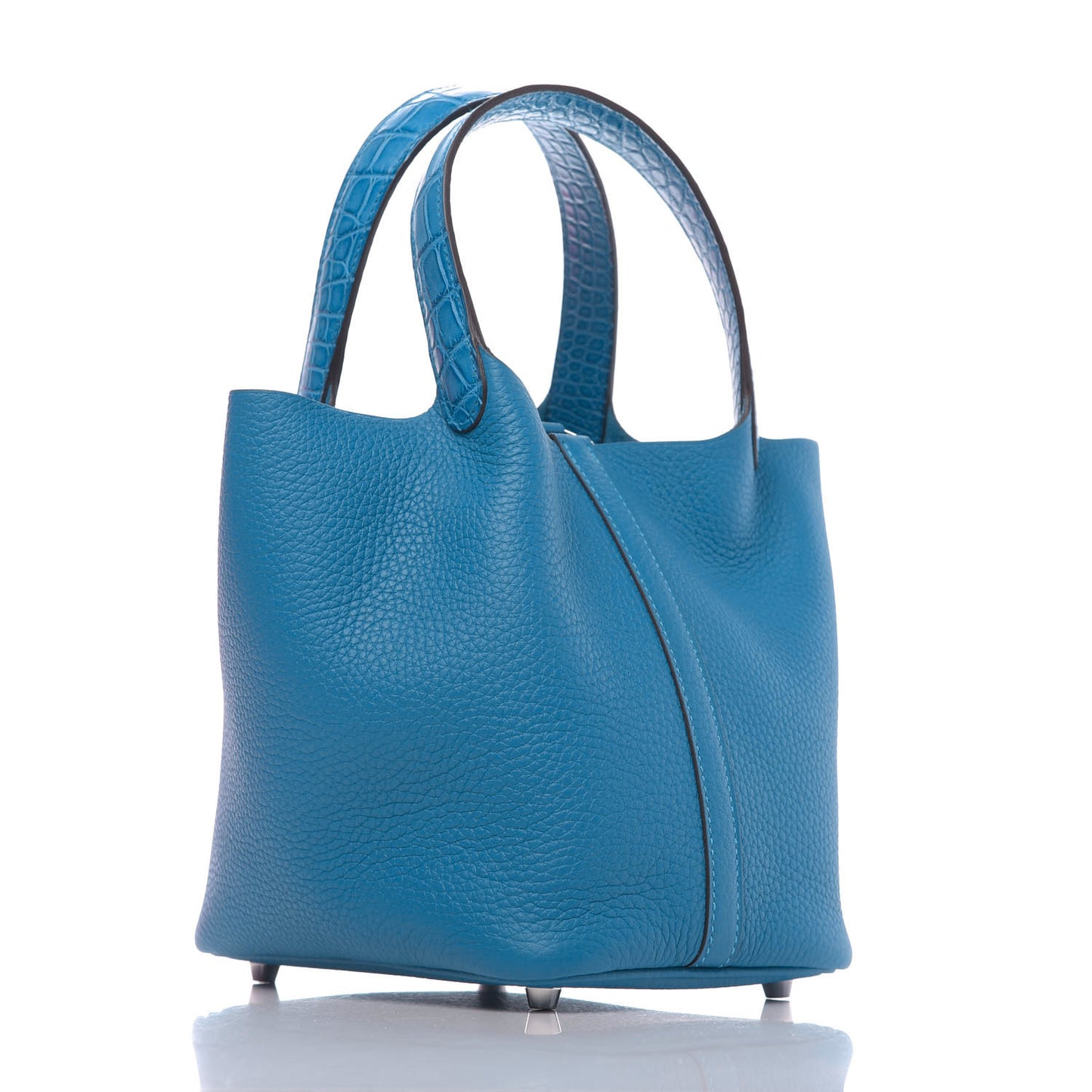 Taurillon Clemence Matte Alligator Picotin Lock Touch 18 PM Mykonos