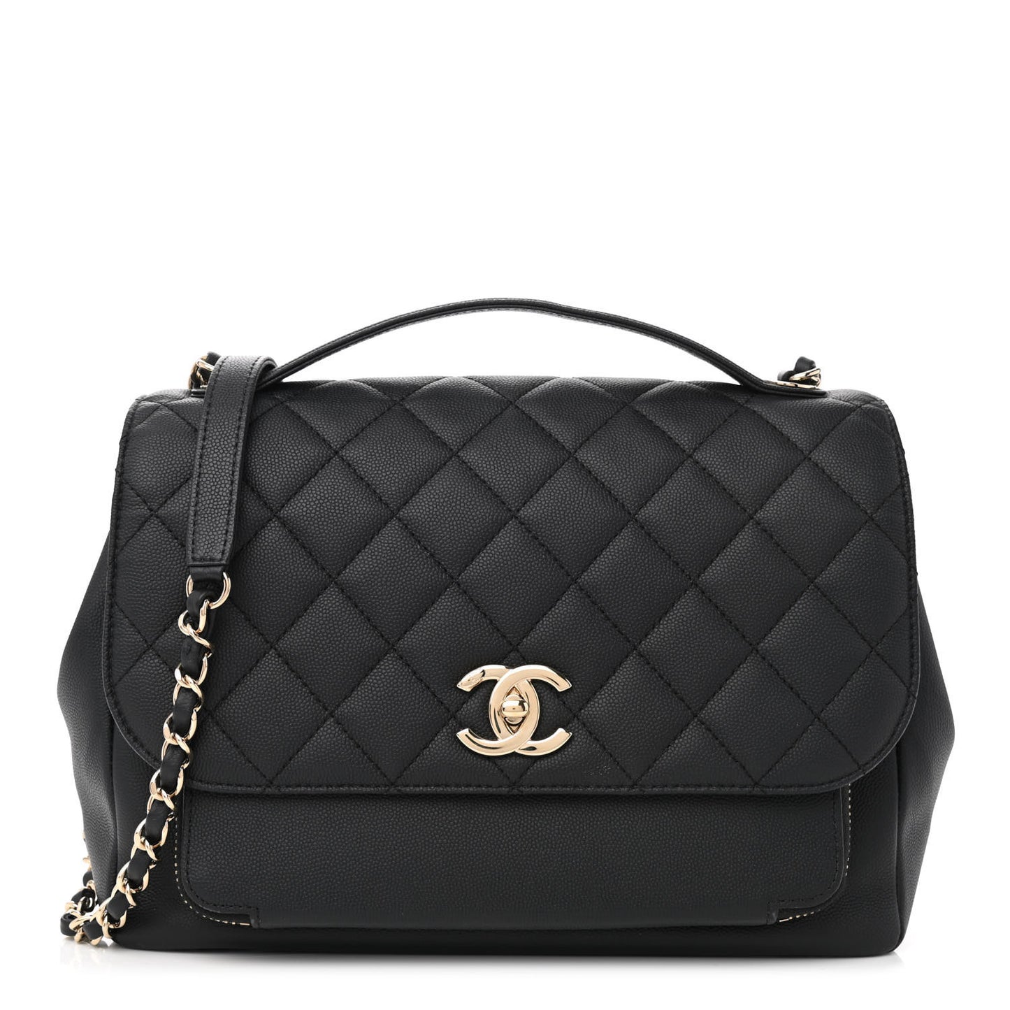 Caviar Quilted Large Business Affinity Flap Black