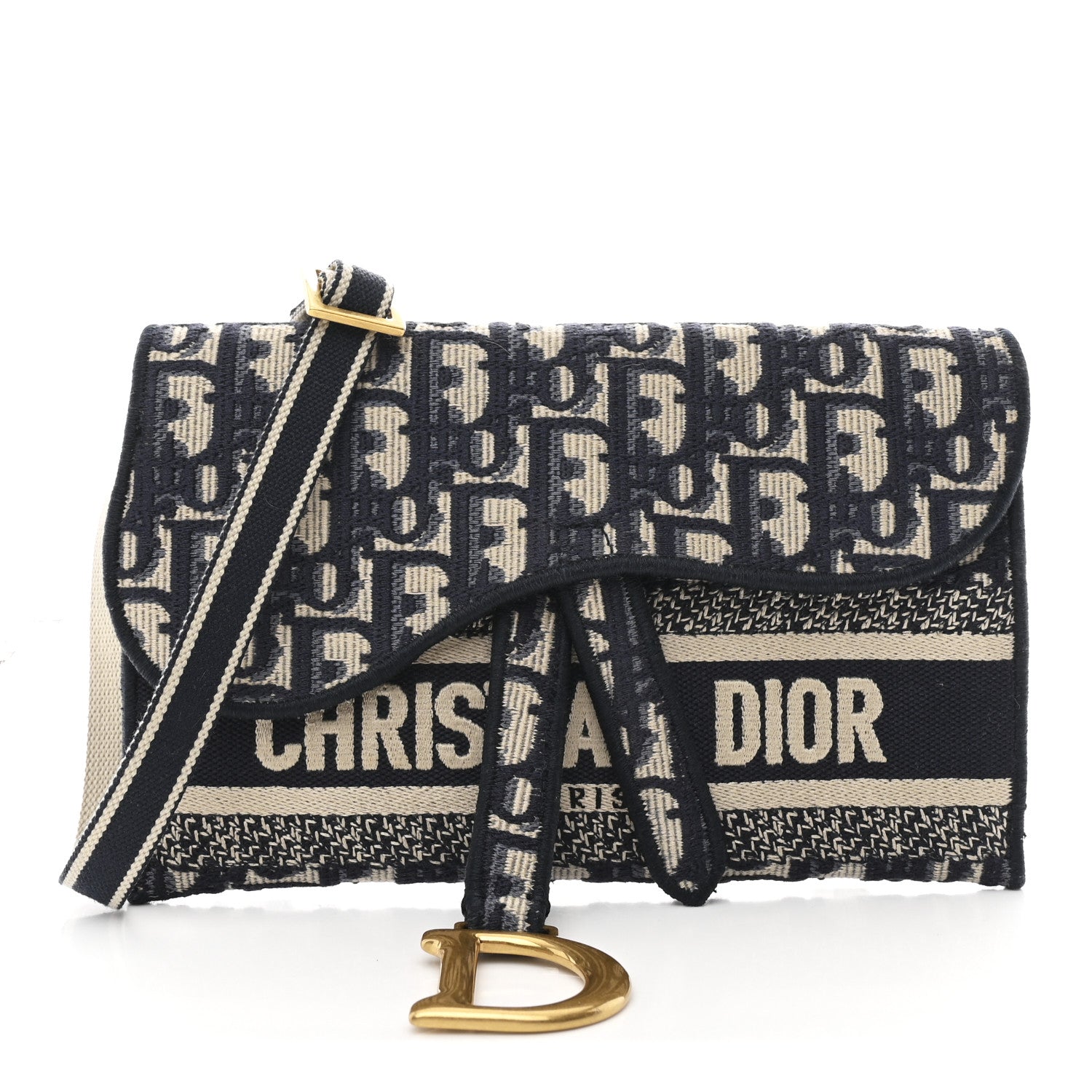 Christian Dior Oblique Slim Saddle Pouch Blue 1 of 12