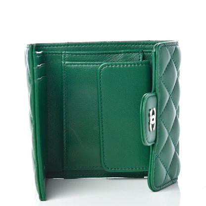 Chanel Lambskin Quilted Small Compact Wallet Green 5 of 10