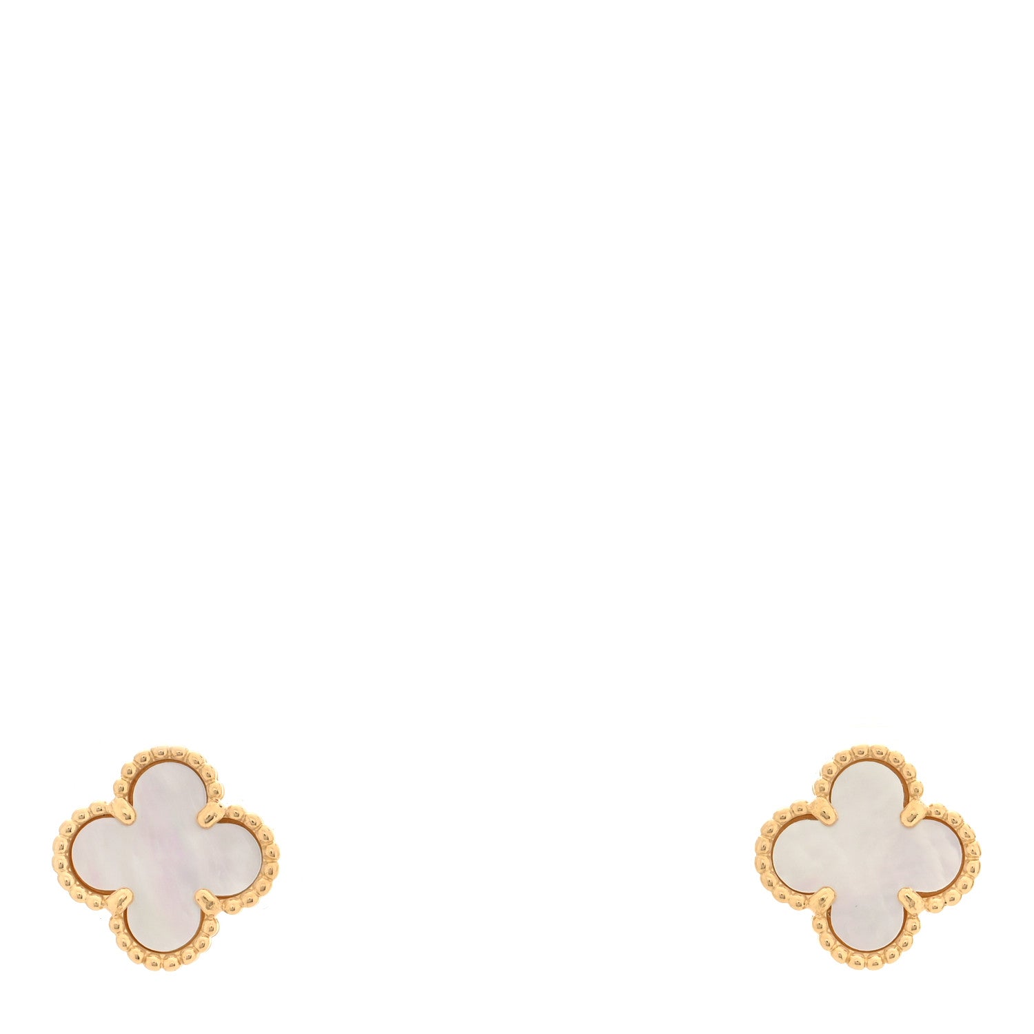 Van Cleef & Arpels 18K Yellow Gold Mother of Pearl Sweet Alhambra Earrings 1 of 5