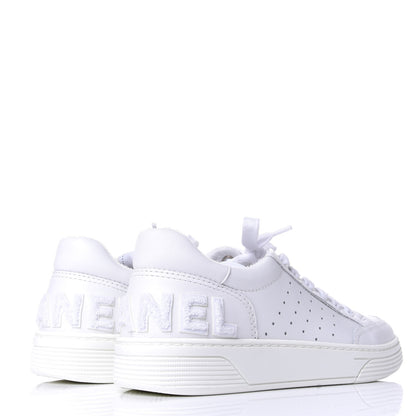 Chanel Calfskin Womens Logo Sneakers 38 White 4 of 11