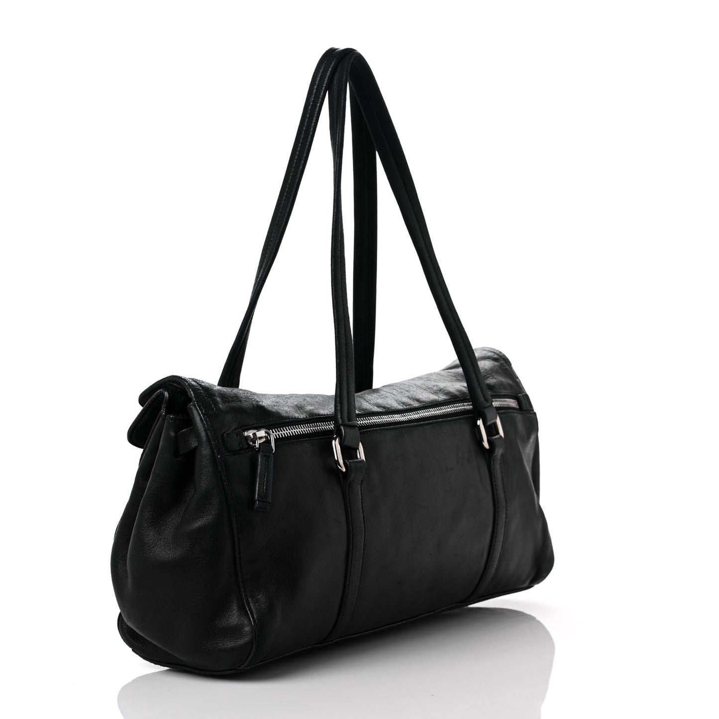 Royal Calf Easy Foldover Pushlock Satchel Black