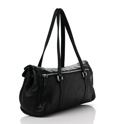 Prada Royal Calf Easy Foldover Pushlock Satchel Black 3 of 10