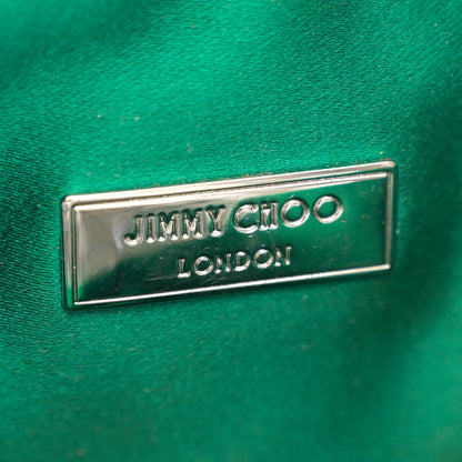 Jimmy Choo Satin Hotfix Crystal Embellished Bon Bon Bucket Bag Green Silver 6 of 15