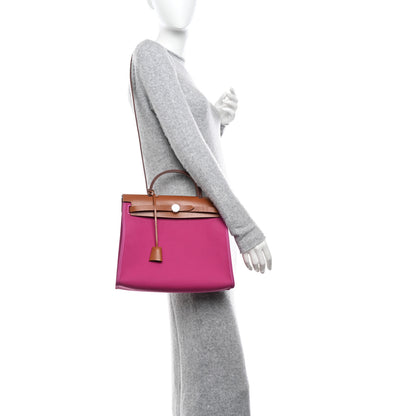 Hermes Vache Hunter Toile Herbag Zip 31 PM Magnolia Fauve 2 of 16