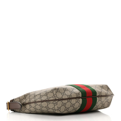 Gucci GG Supreme Monogram Textured Dollar Calfskin Web Small Ophidia Half Moon Hobo Beige Ebony New Acero 4 of 14