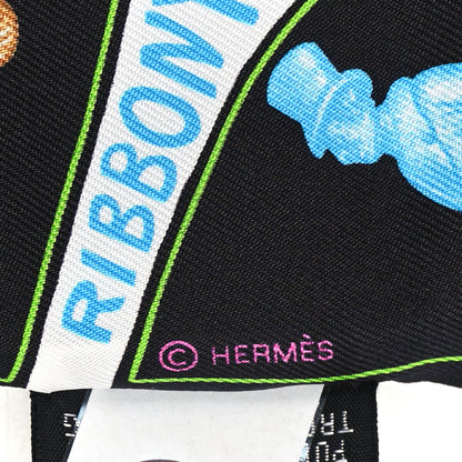 Hermes Silk Funny Ice Cream Twilly Black White Multicolor 4 of 4
