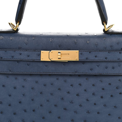 Hermes Ostrich Kelly Sellier 28 Bleu Roi 7 of 15