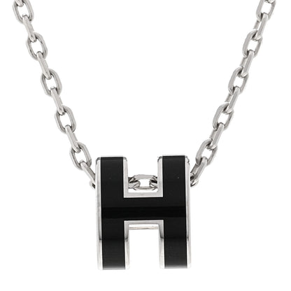 Hermes Lacquered Palladium Mini Pop H Pendant Necklace Black 4 of 7