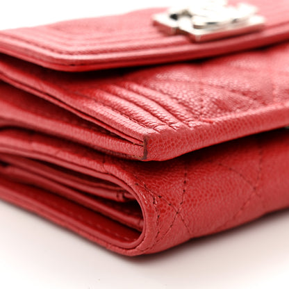 Chanel Caviar Quilted Small Boy Flap Wallet Red 9 of 11