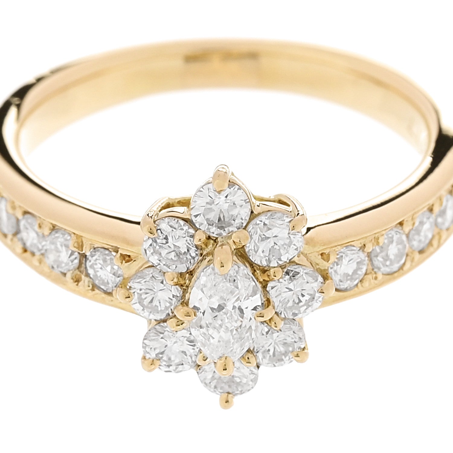 Parker & West by FASHIONPHILE 18K Yellow Gold Diamond .19ctw Floral Ring 54 7 7 of 9