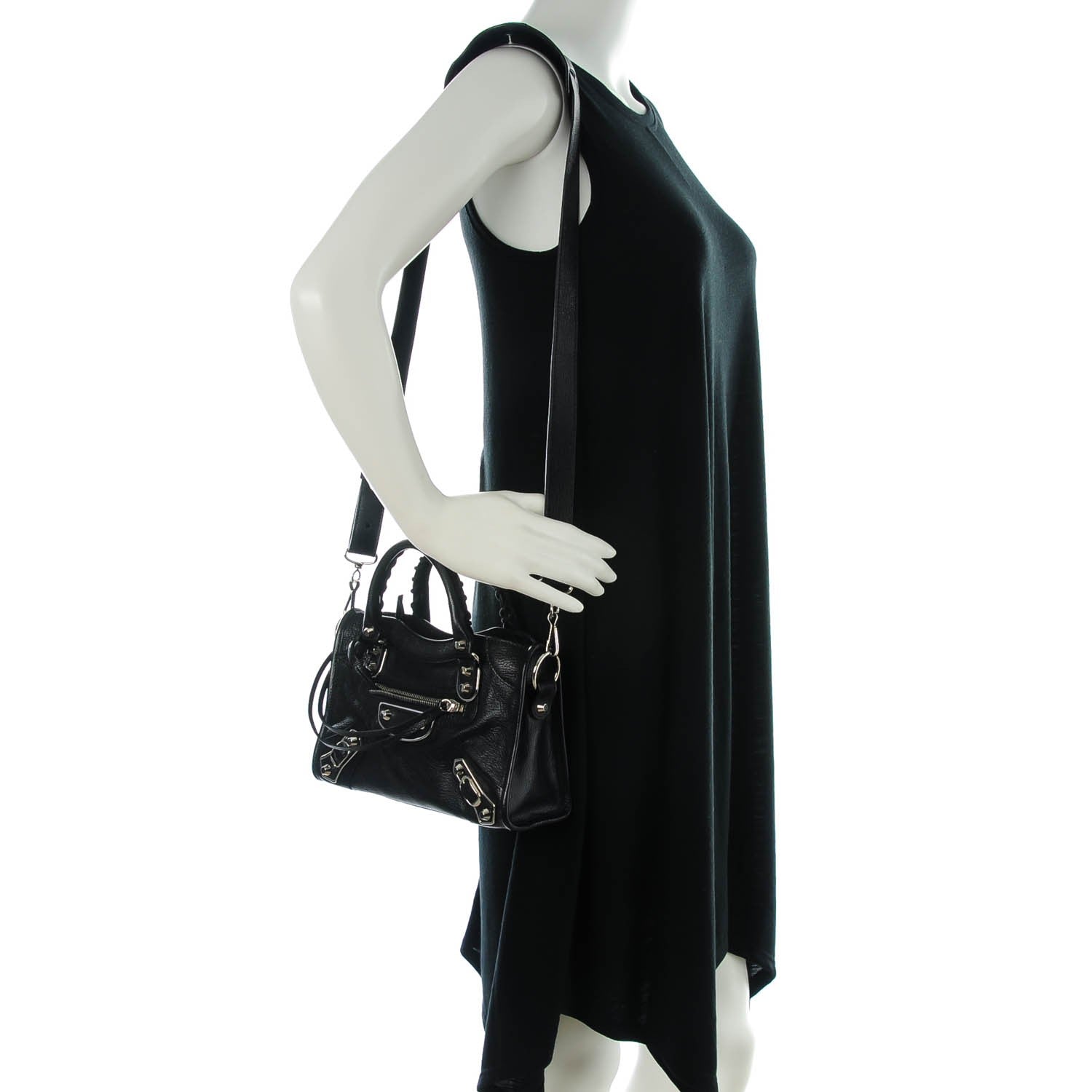 Balenciaga Chevre Silver Metallic Edge Hardware Mini City Black 2 of 7