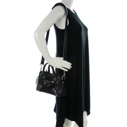 Balenciaga Chevre Silver Metallic Edge Hardware Mini City Black 2 of 7