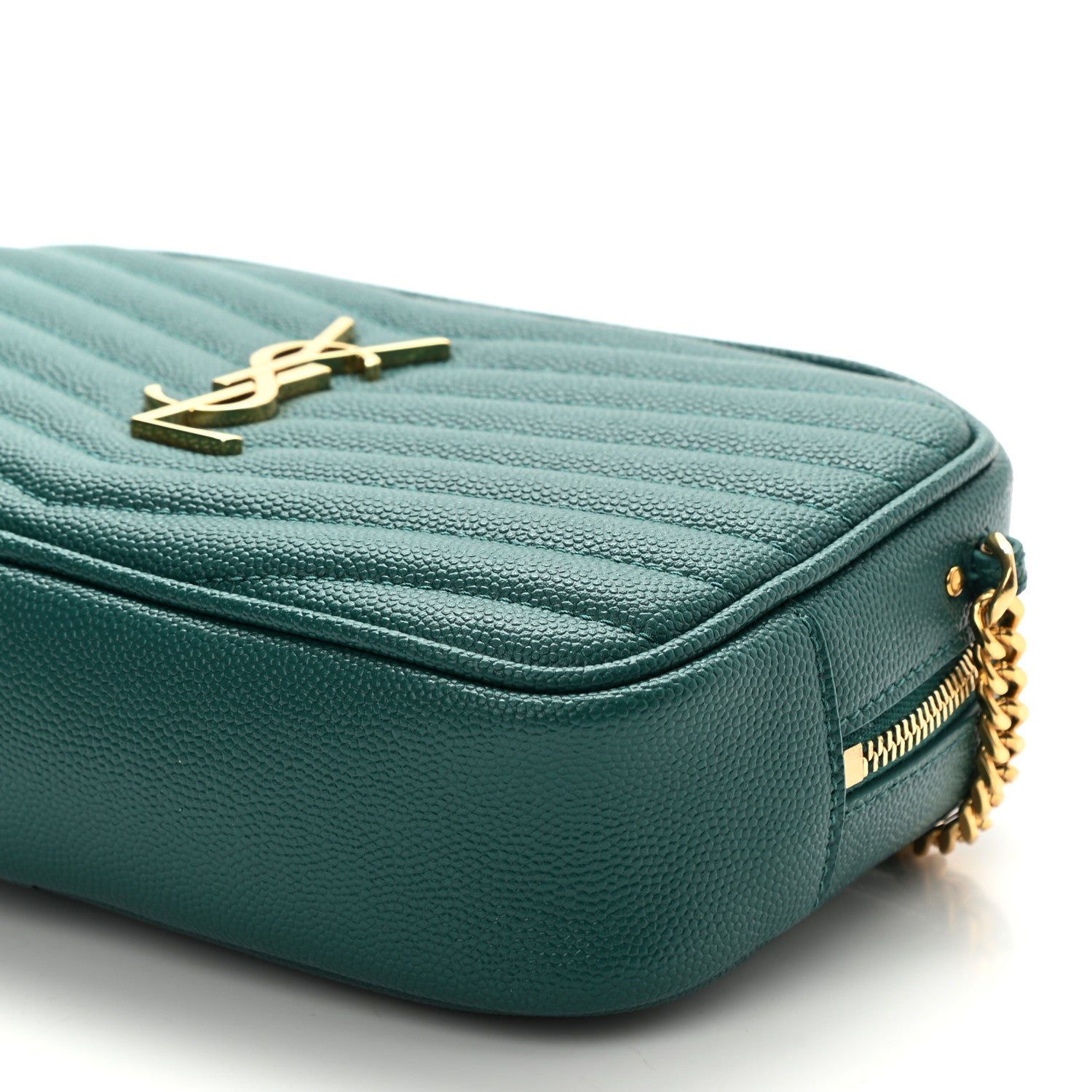 Saint Laurent Grain De Poudre Matelasse Monogram Mini Lou Camera Bag Brilliant Grass 8 of 8