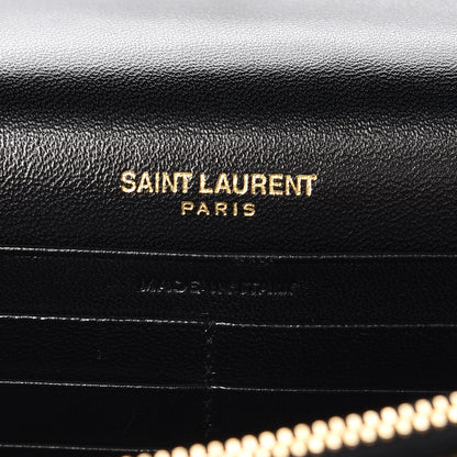 Saint Laurent Sequin Striped Classic Monogram Kate Tassel Chain Wallet Black Gold 10 of 18