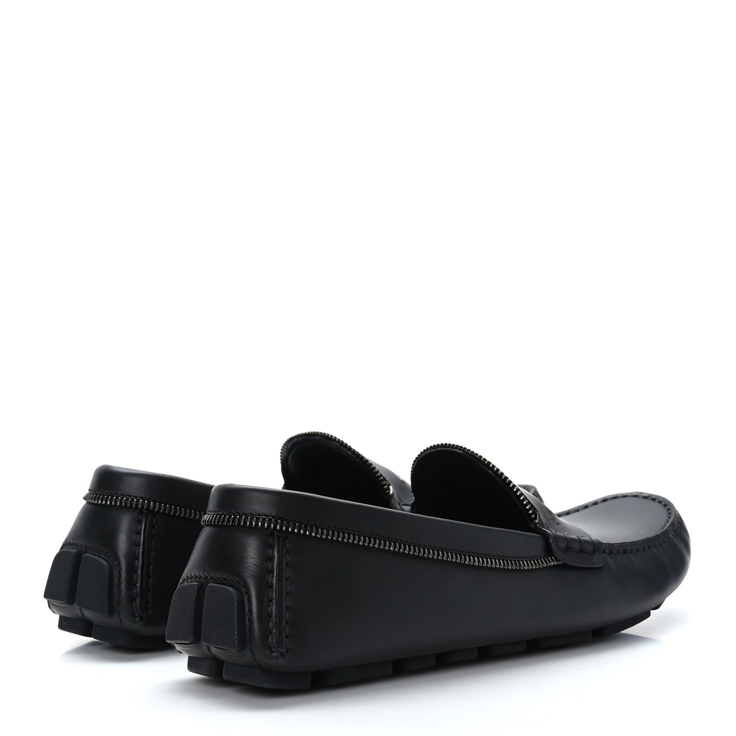 Calfskin Mens Shade Car Loafers 8 Black