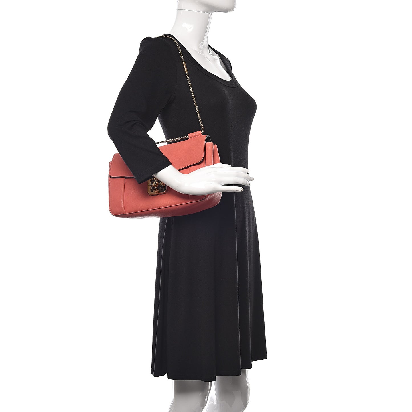 Goatskin Medium Elsie Shoulder Bag Coral Pop