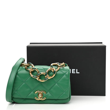 Chanel Lambskin Quilted Mini Color Match Flap Green 10 of 10