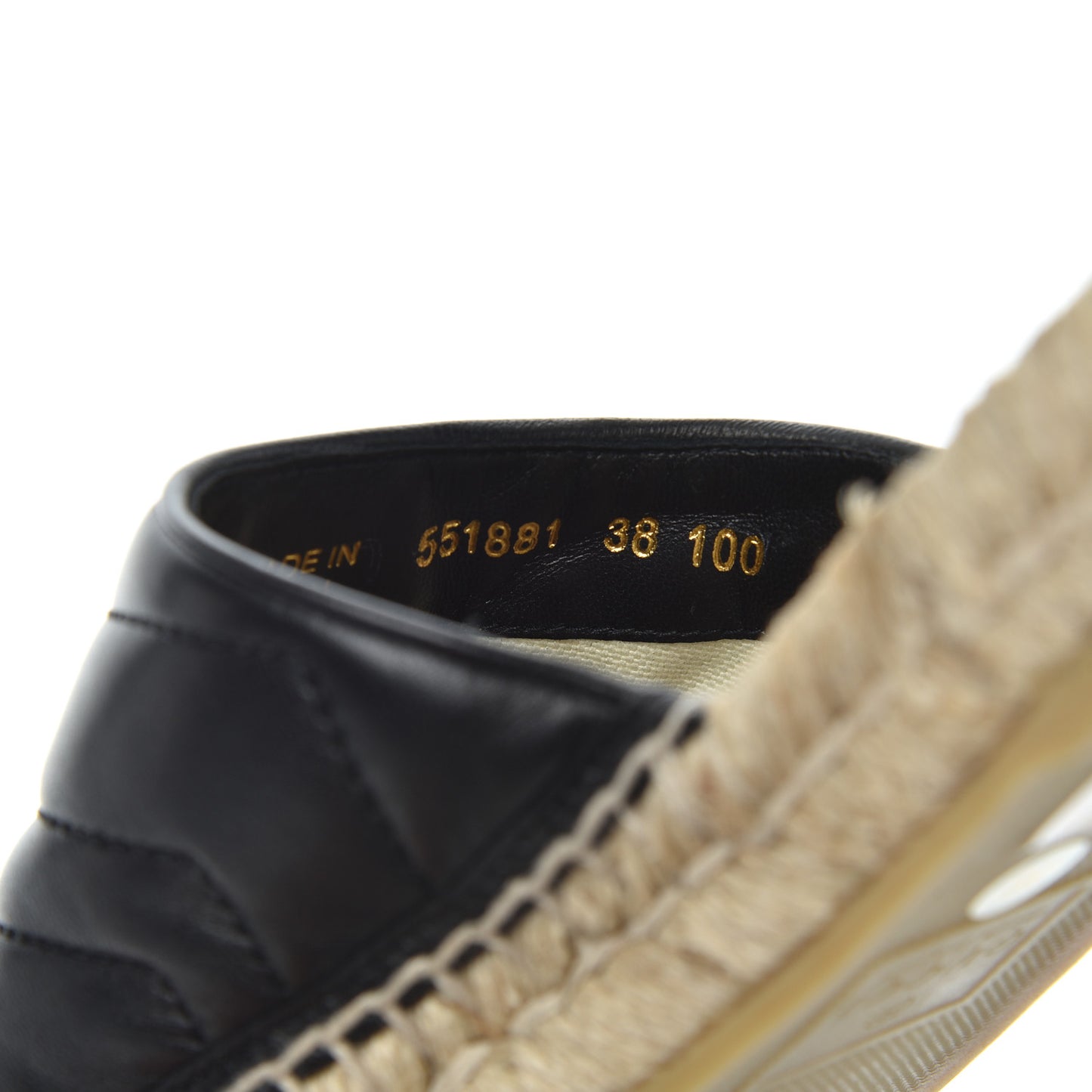 Nappa Matelasse GG Marmont Espadrille Slippers 38 Black