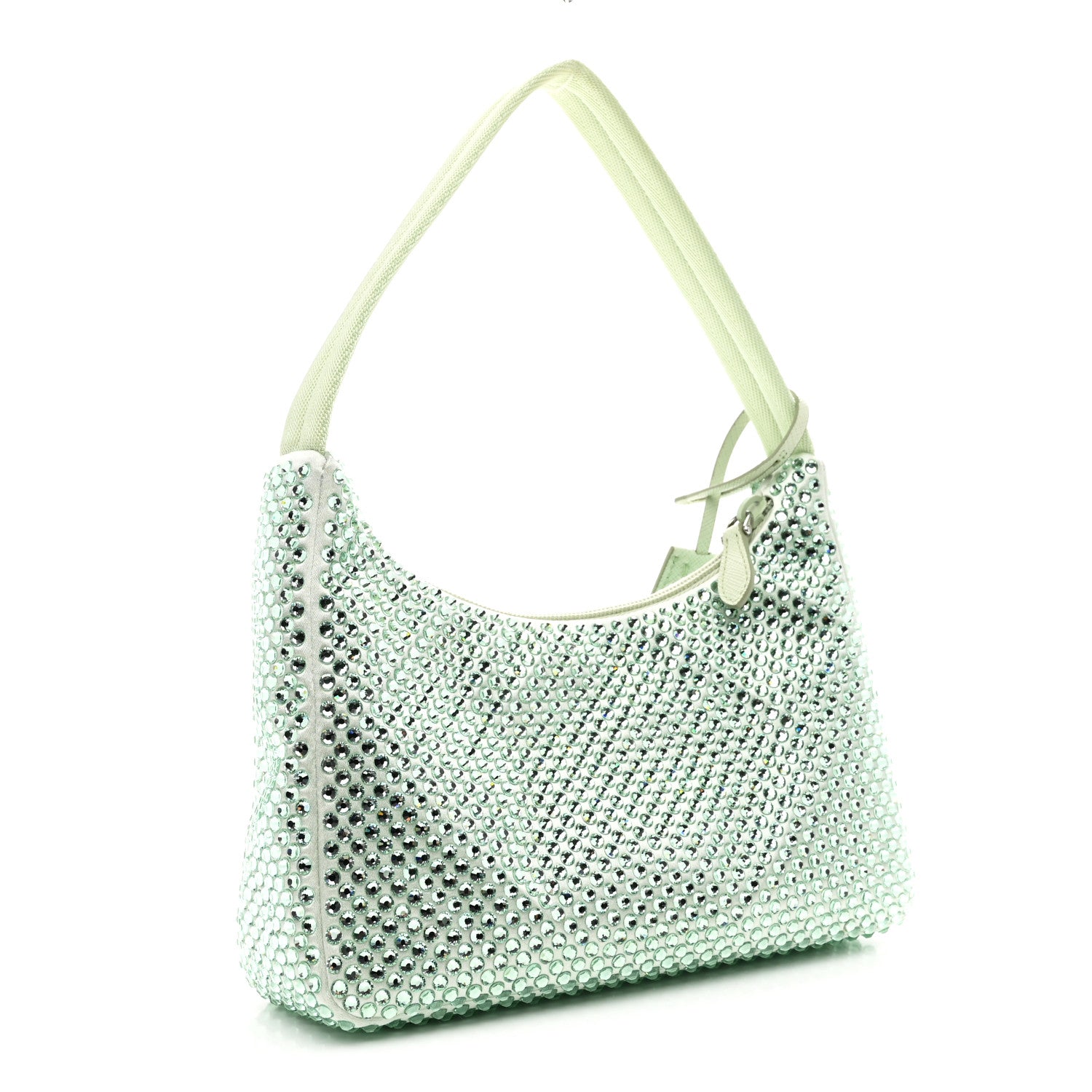Prada Satin Crystal Mini Re-Edition 2000 Bag Acqua 1866154