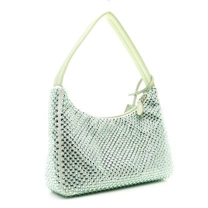Prada Satin Crystal Mini Re-Edition 2000 Bag Acqua 3 of 11