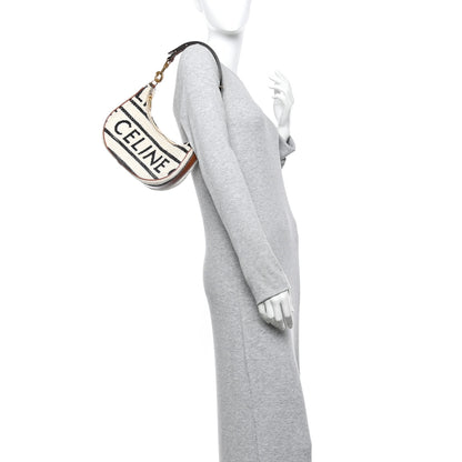 Celine Textile Medium Ava Shoulder Bag White Black 2 of 14