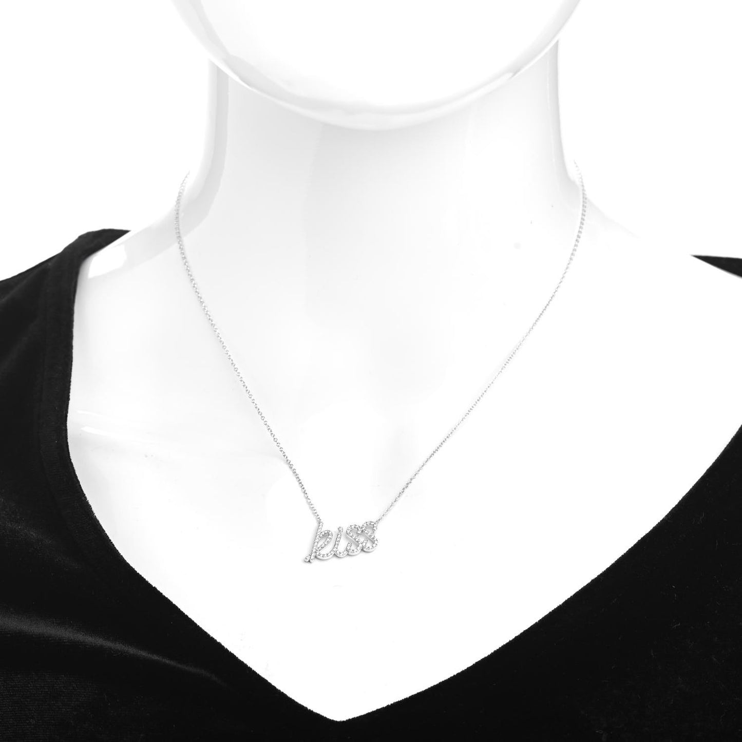 18K White Gold Diamond Small Paloma's Graffiti Kiss Pendant Necklace