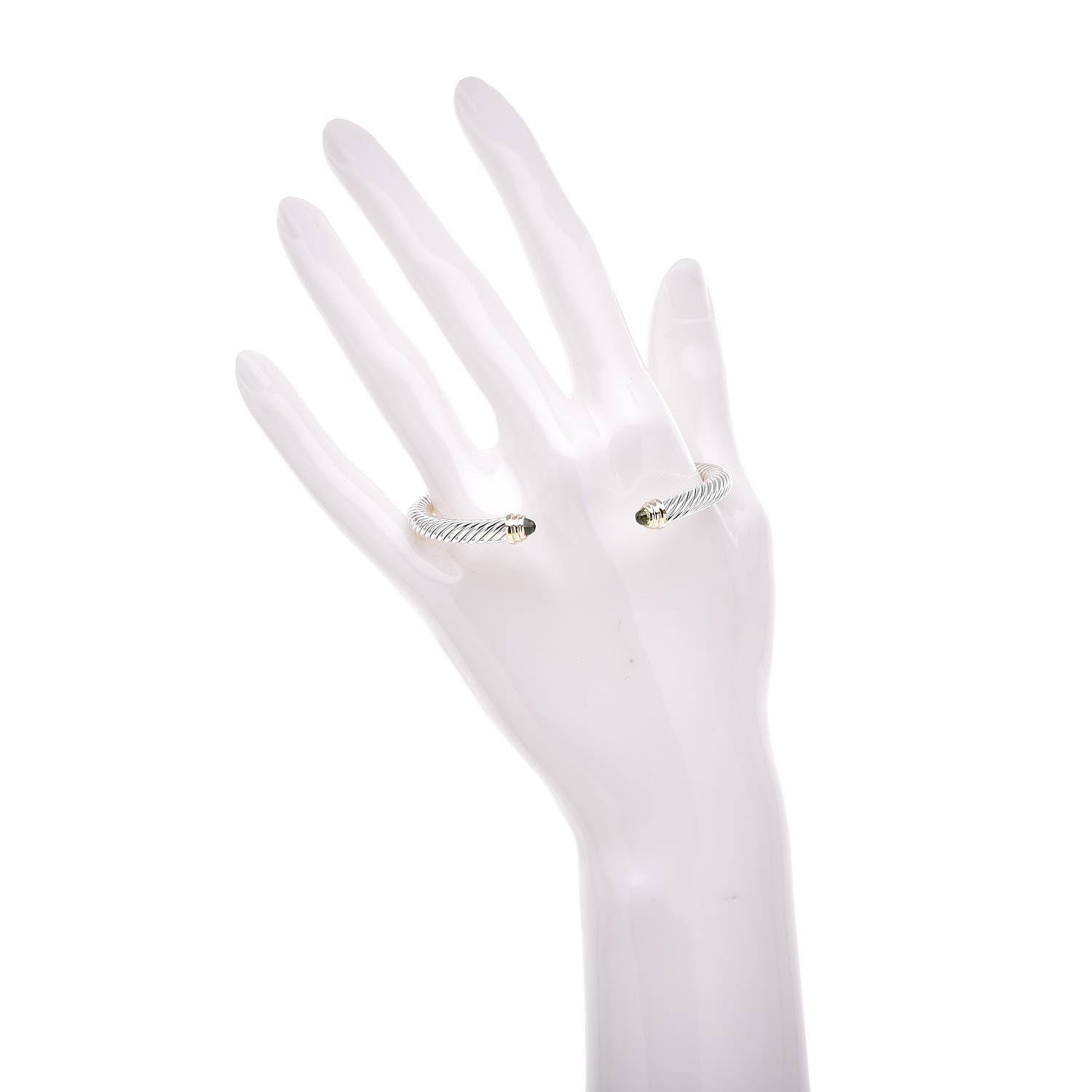 David Yurman Sterling Silver 14K Yellow Gold Peridot 5mm Cable Classics Petite Color Bracelet 2 of 4