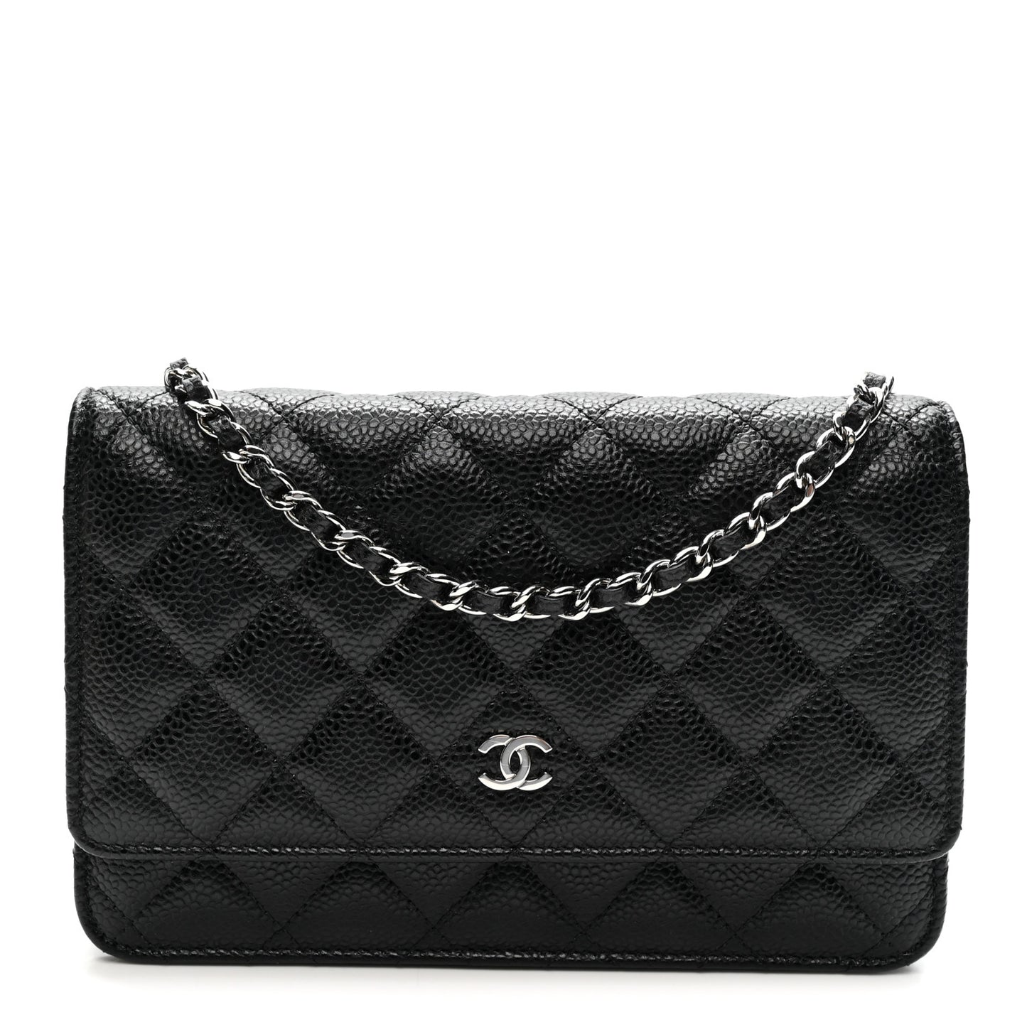 Caviar Quilted Wallet on Chain WOC Black