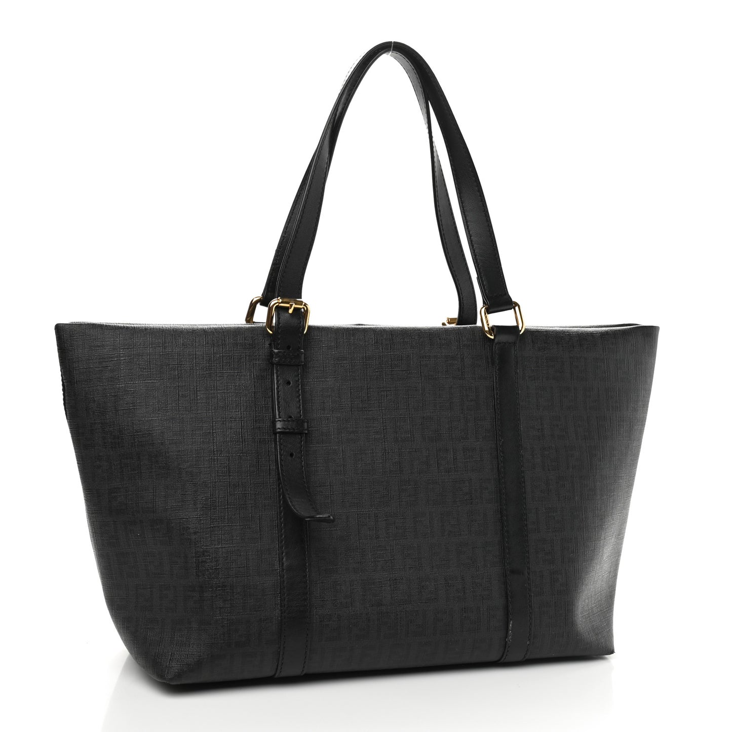 Zucchino Spalmati Vitello Large Charm Shopping Tote Black