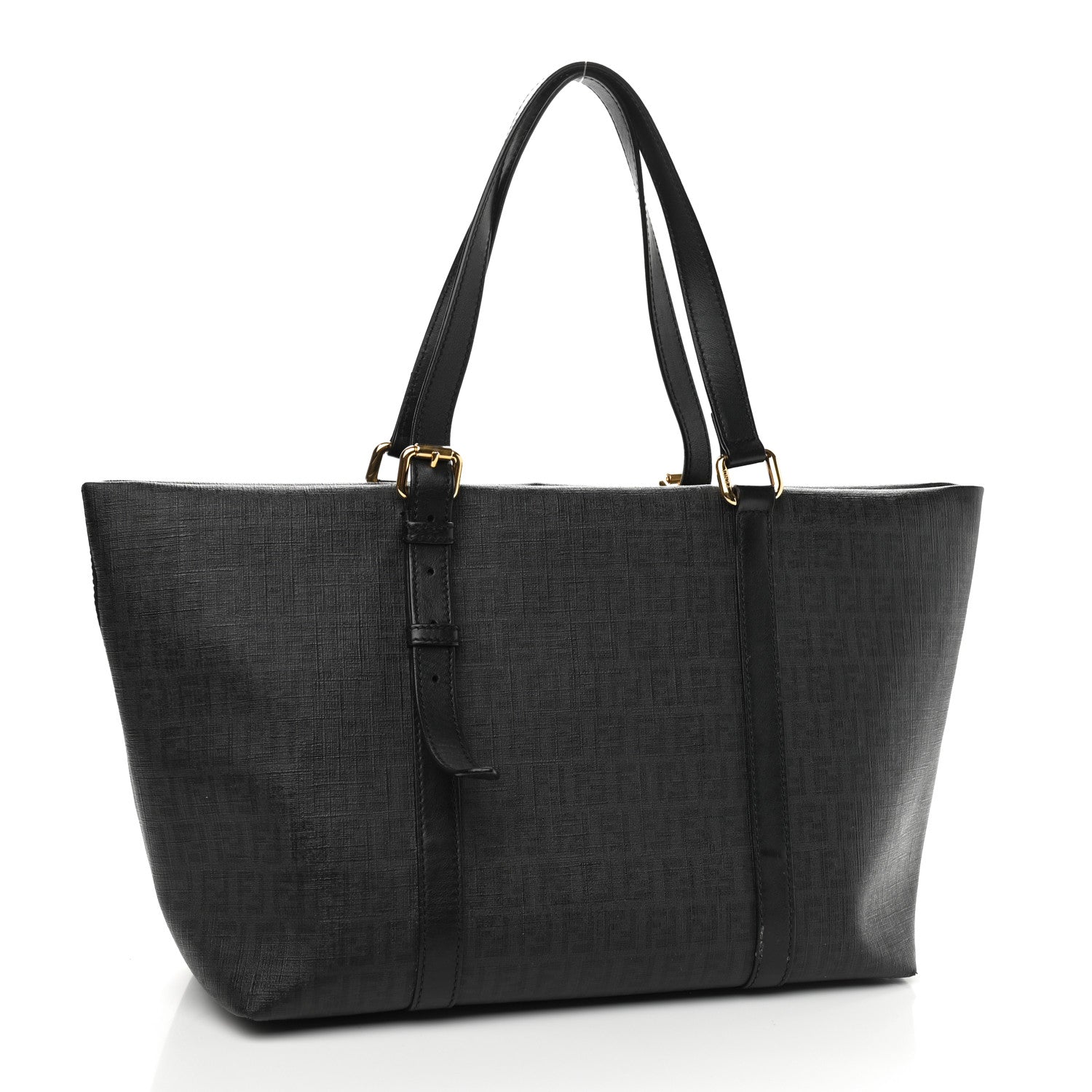 Fendi Zucchino Spalmati Vitello Large Charm Shopping Tote Black 2 of 12