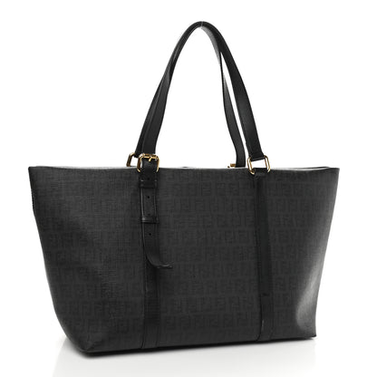 Fendi Zucchino Spalmati Vitello Large Charm Shopping Tote Black 2 of 12