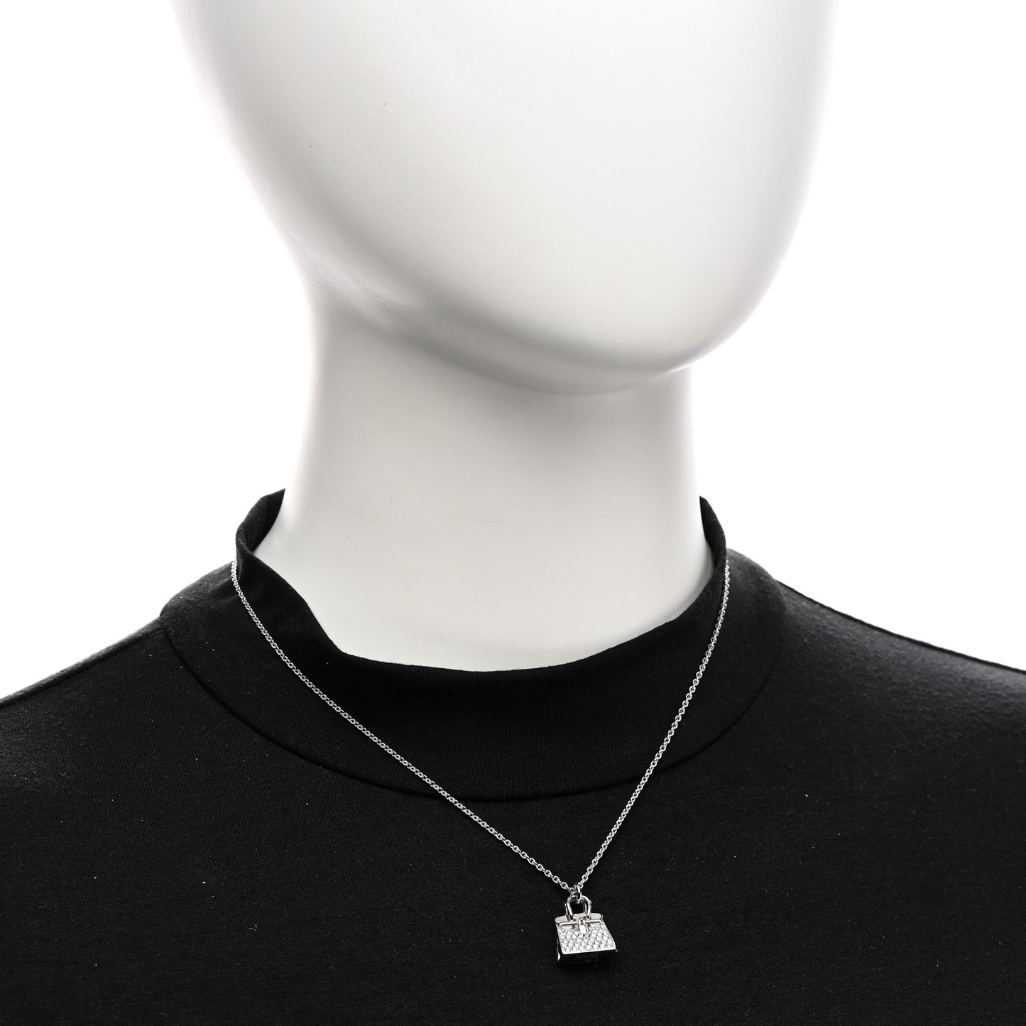 18K White Gold Diamond Birkin Amulettes Pendant Necklace