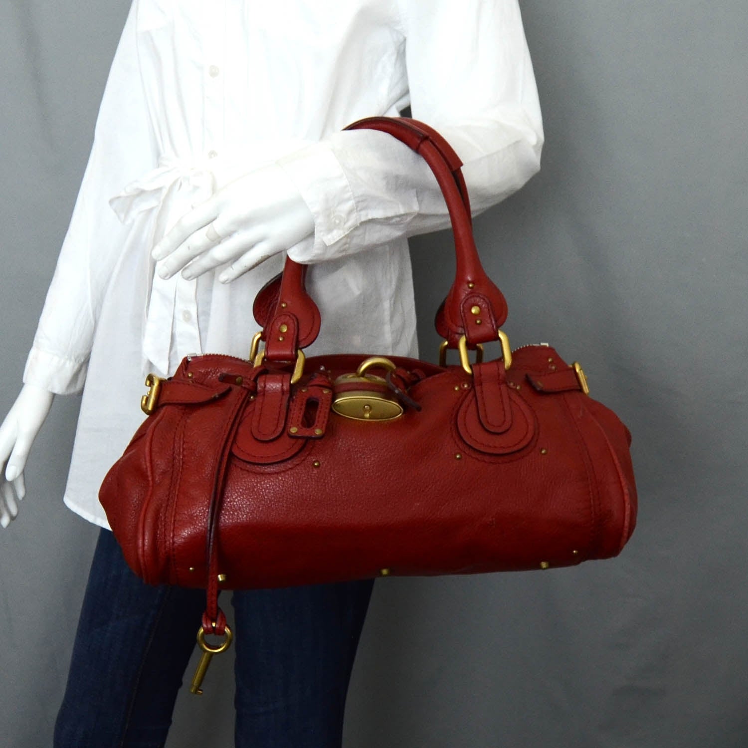 Chloe Leather Paddington Satchel Red 2 of 10
