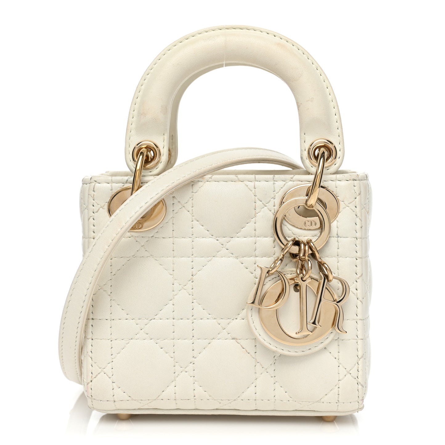 Lambskin Cannage Micro Lady Dior White