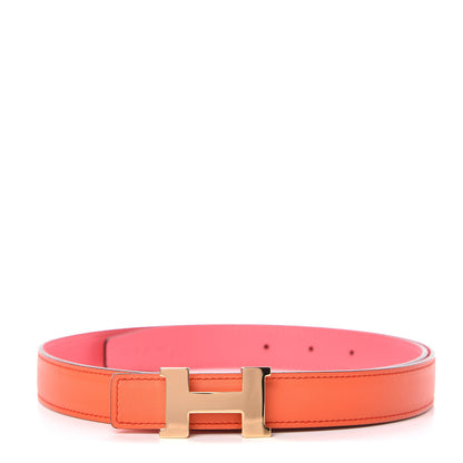Hermes Swift Epsom 24mm Mini Constance H Belt 85 Orange Poppy Rose Azalee 1 of 7