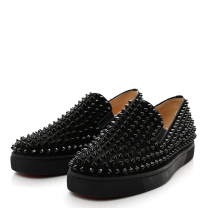 Christian Louboutin Veau Velours Spikes Mens Roller Boat Flat 43 Black 3 of 7