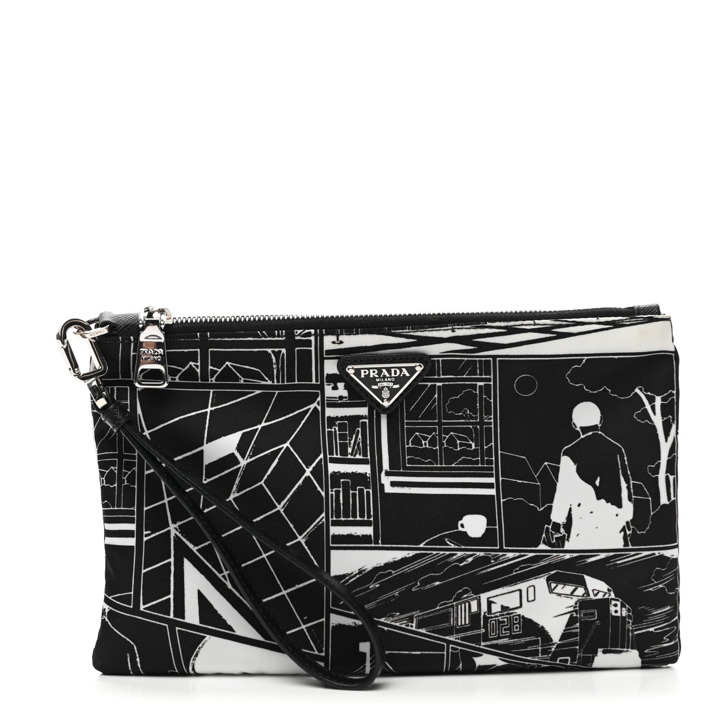 X JAMES JEAN Tessuto Nylon Print Pouch Black White