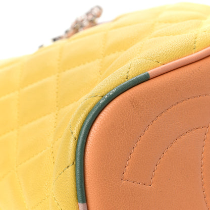 Chanel Lambskin Quilted Cuba Drawstring Tote Yellow Pink Green 16 of 19