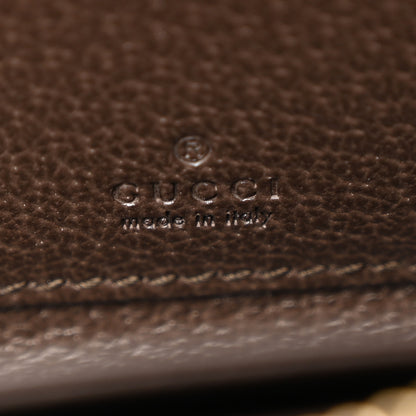 Gucci GG Supreme Monogram Textured Dollar Calfskin Web Ophidia Zip Around Card Case Wallet Beige Ebony New Acero 6 of 8