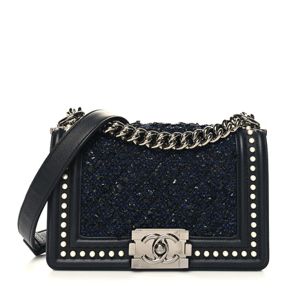 Chanel Calfskin Pearl Tweed Small Boy Flap Black 1 of 12