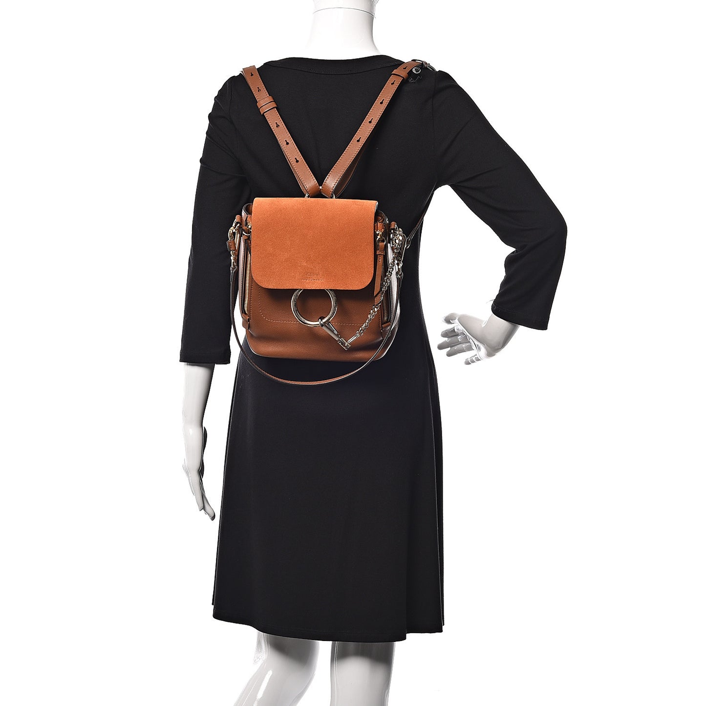 Suede Calfskin Small Faye Backpack Tobacco