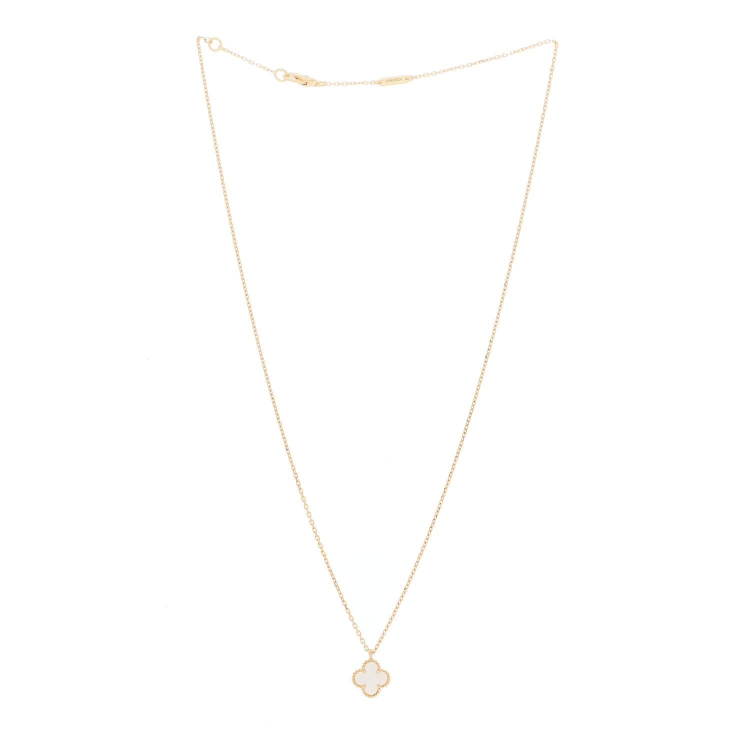 Van Cleef & Arpels 18K Yellow Gold Mother of Pearl Sweet Alhambra Pendant Necklace 2 of 5