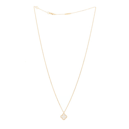 Van Cleef & Arpels 18K Yellow Gold Mother of Pearl Sweet Alhambra Pendant Necklace 2 of 5