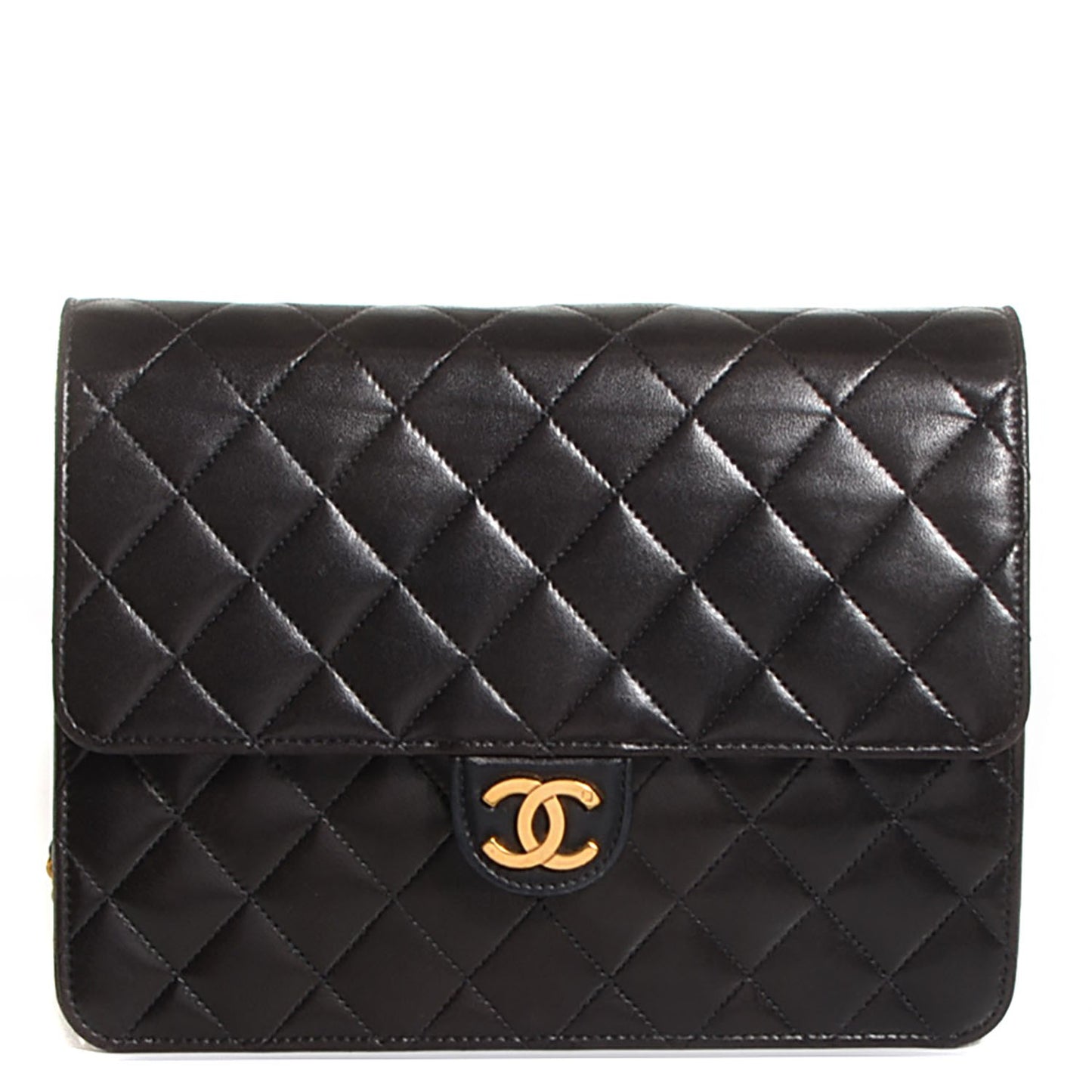 Lambskin Quilted Small Single Flap Black
