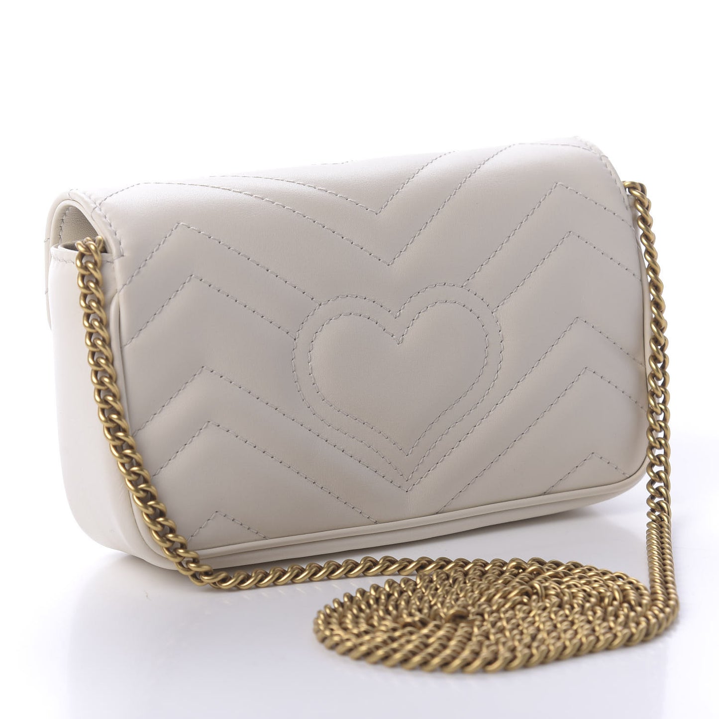 Calfskin Matelasse Super Mini GG Marmont Shoulder Bag White