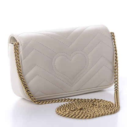 Gucci Calfskin Matelasse Super Mini GG Marmont Shoulder Bag White 3 of 11